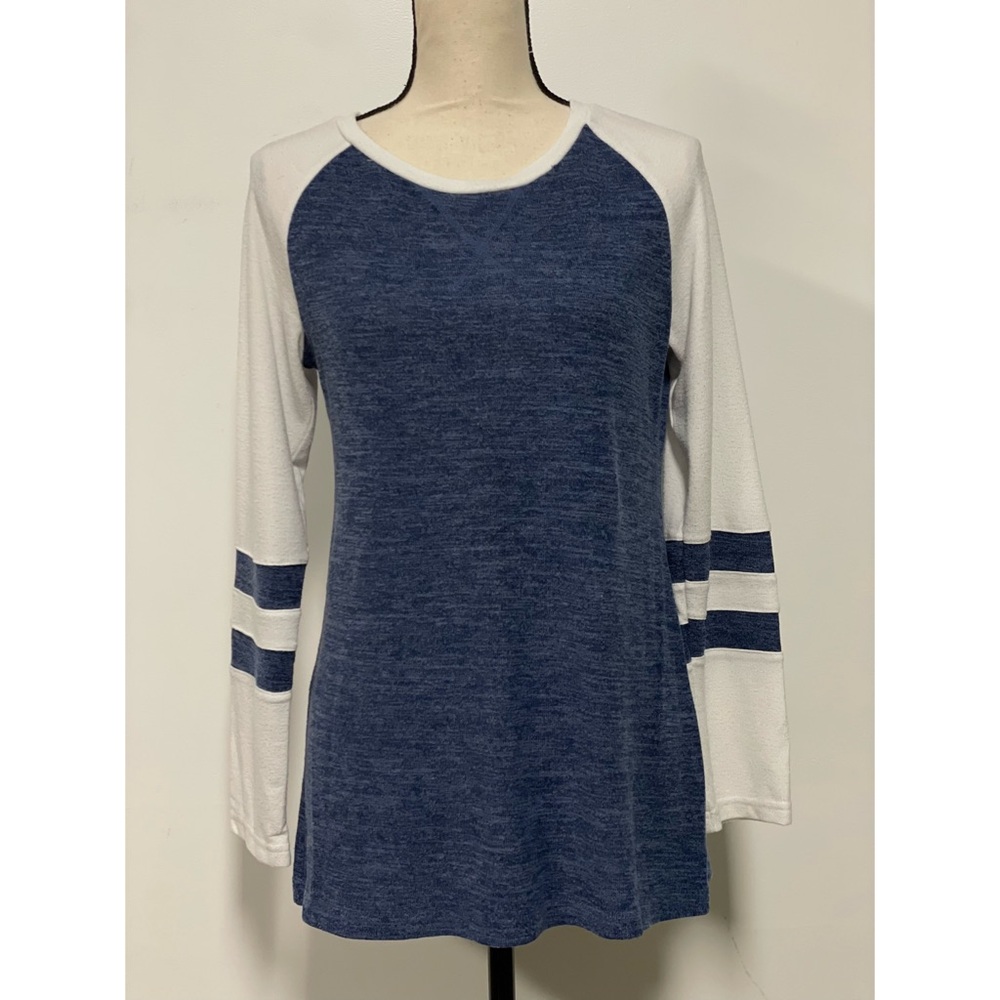 Long Sleeve Lightweight T-Shirt Blue & White Size S